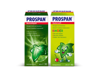 Packshots Prospan Hustenliquid und Hustensaft